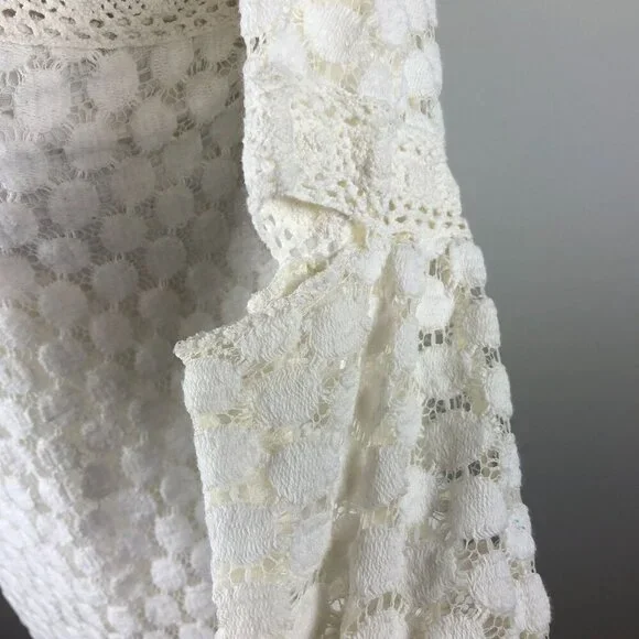 Solitaire by Ravi Khosla White Crochet Lace Dress Medium Fairy Cottagecore - Picture 5 of 8